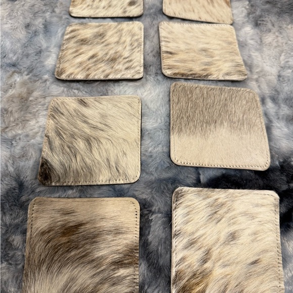 Set of 8 Coasters natural cowhide coasters multipurpose for your farmhouse - Picture 2 of 3